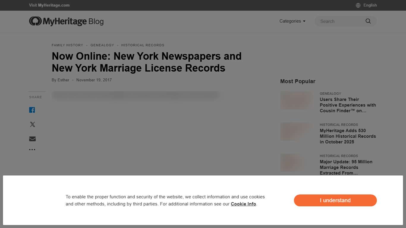 Now Online: New York Newspapers and New York Marriage License Records - MyHeritage Blog
