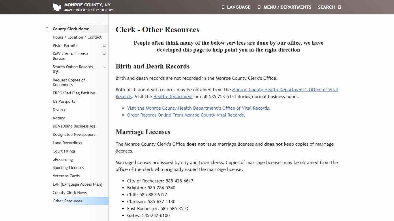 Monroe County, NY - Clerk - Other Resources